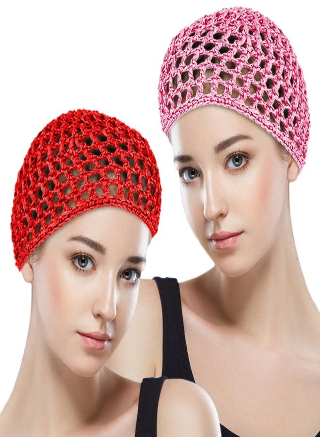 COMNICO 2Pcs Crochet Hair Net Mesh Cover Curls Hair Wrap Towels Sleeping Soft Nylon Bun Lifting Strap Thick Short Knit Snoods Hat Women Long Short Straight Curl Wig - Image 1